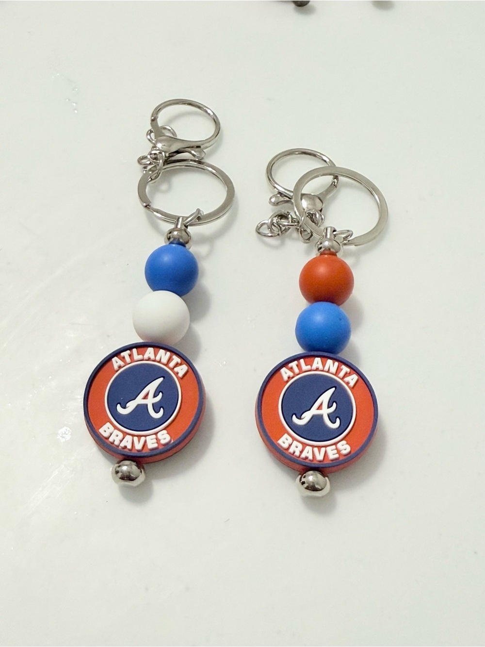 Braves Bead Keychain - Blue, Red & White